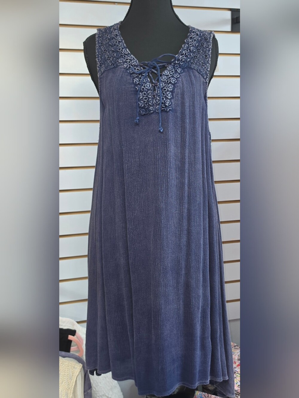 Paper Crane Navy Crochet Lace Shift Dress Size Large
